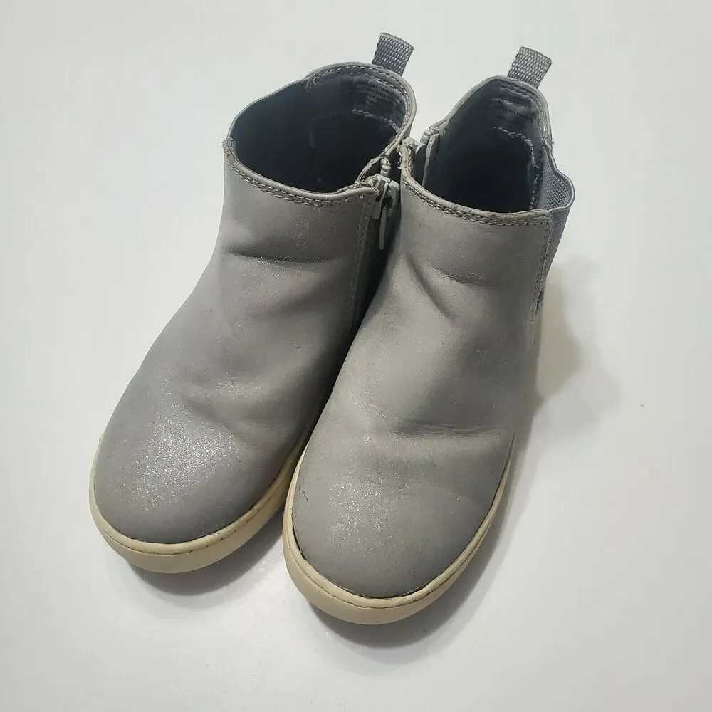 Cat Jack Shoes Girl Size 10 Boot Grey Sparkly Small Platform Side Zip Round Toe